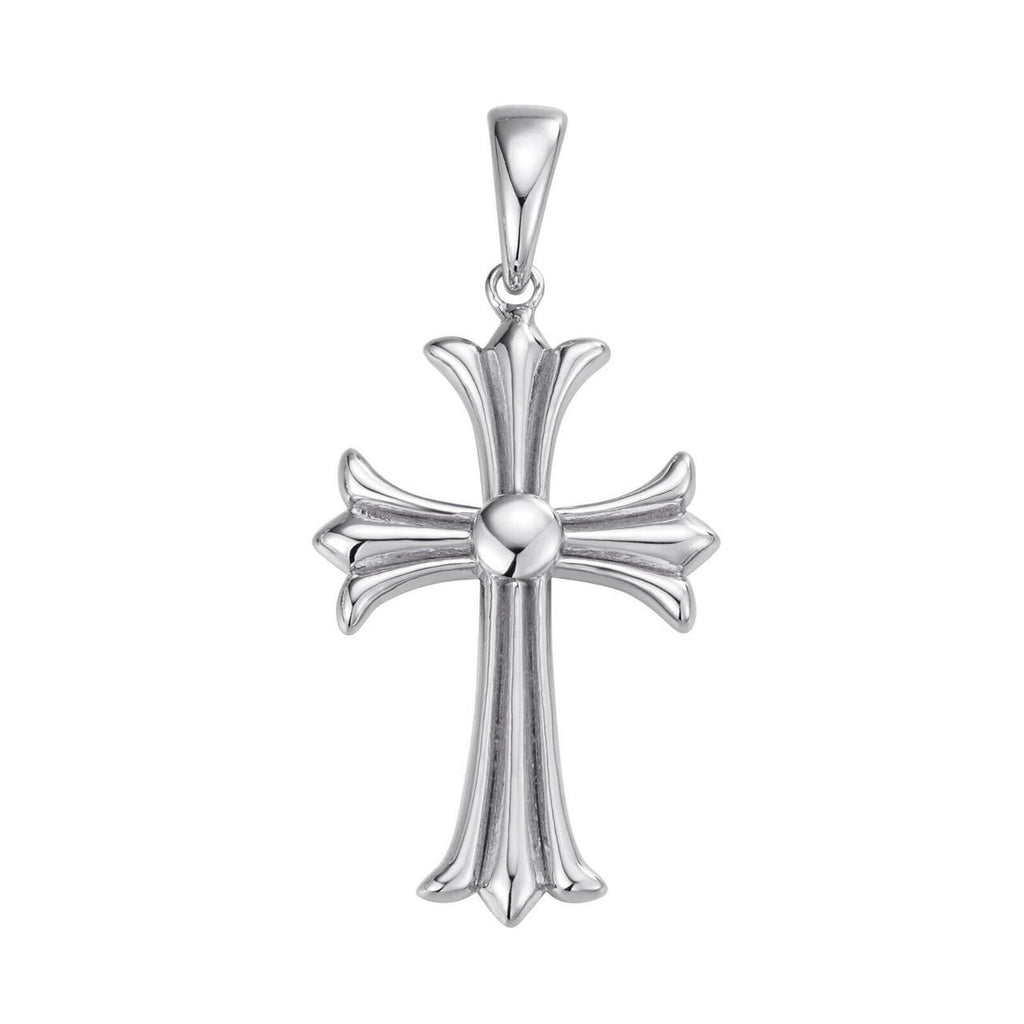 Hearts Chrome Cross Pendant - 925 Silver - 3 Sizes 1"-2.5"