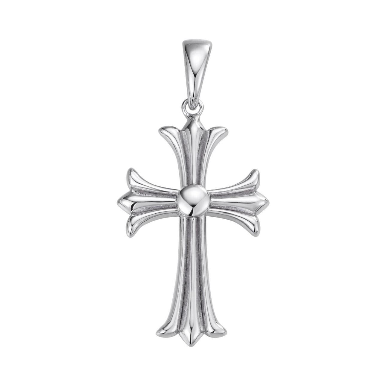 Hearts Chrome Cross Pendant - 925 Silver - 3 Sizes 1"-2.5"