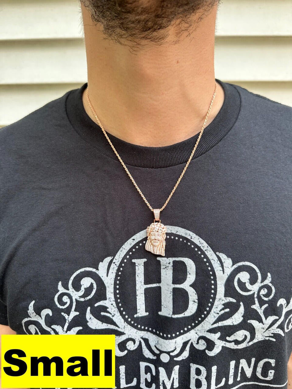 MOISSANITE Royalty Jesus Piece Fully Iced Out Pendant - 14k Rose Gold Vermeil 925 Silver - 3 Sizes 1.5"-3"
