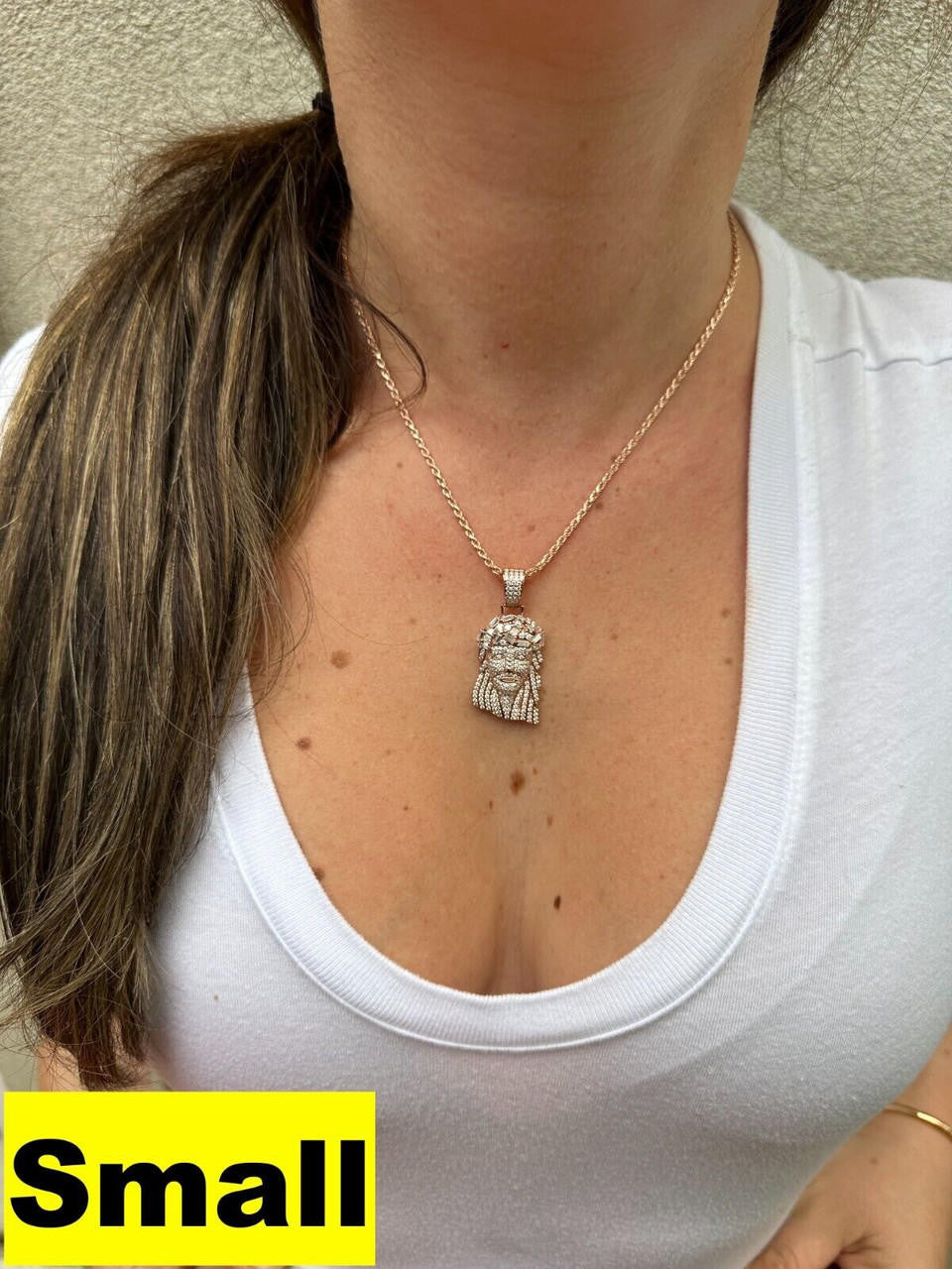MOISSANITE Royalty Jesus Piece Fully Iced Out Pendant - 14k Rose Gold Vermeil 925 Silver - 3 Sizes 1.5"-3"