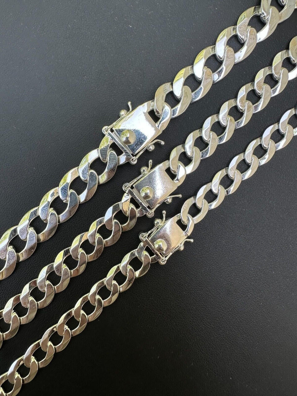 Curb Cuban Link Chain Necklace W. Box Lock - 925 Sterling Silver - 18"-30" - 9.5mm-13mm