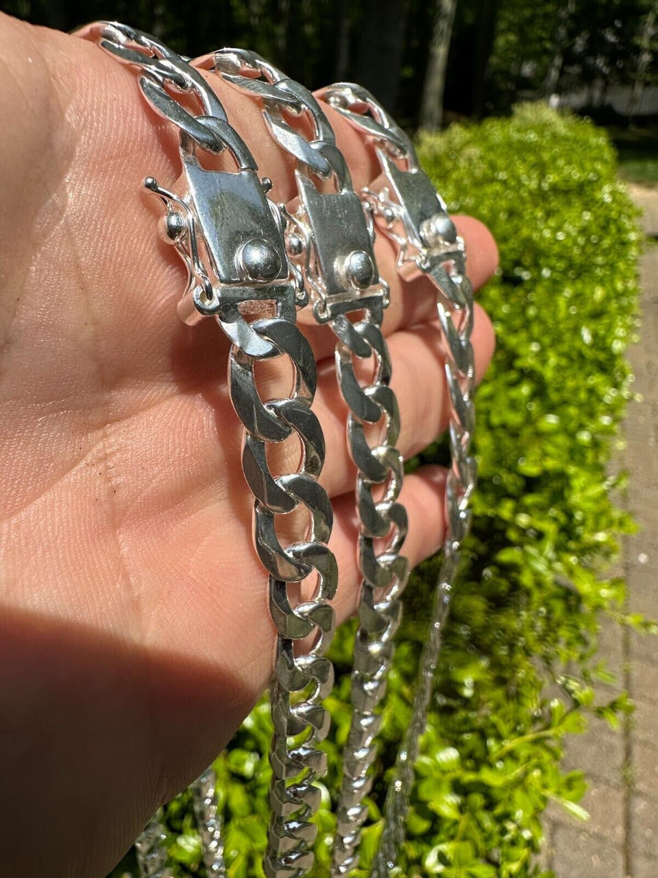 Curb Cuban Link Chain Necklace W. Box Lock - 925 Sterling Silver - 18"-30" - 9.5mm-13mm