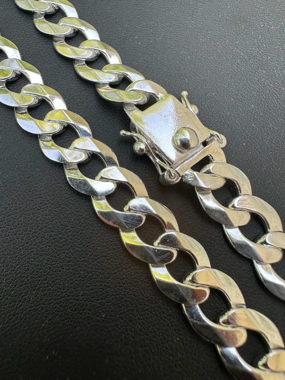 Curb Cuban Link Chain Necklace W. Box Lock - 925 Sterling Silver - 18"-30" - 9.5mm-13mm