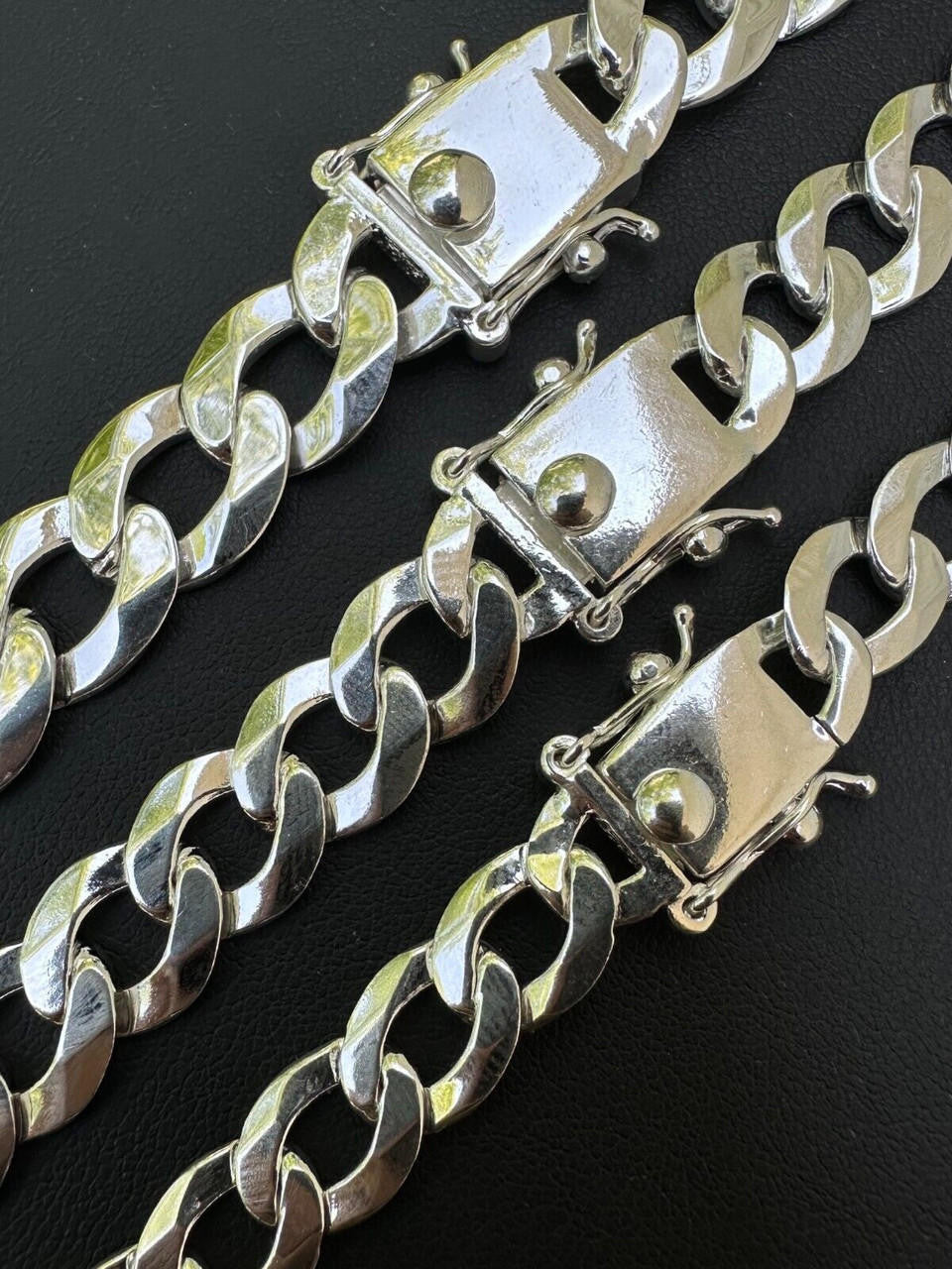 Curb Cuban Link Chain Necklace W. Box Lock - 925 Sterling Silver - 18"-30" - 9.5mm-13mm