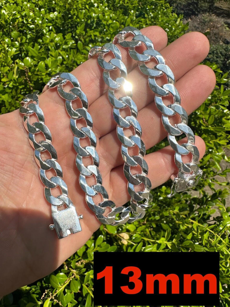 Curb Cuban Link Chain Necklace W. Box Lock - 925 Sterling Silver - 18"-30" - 9.5mm-13mm