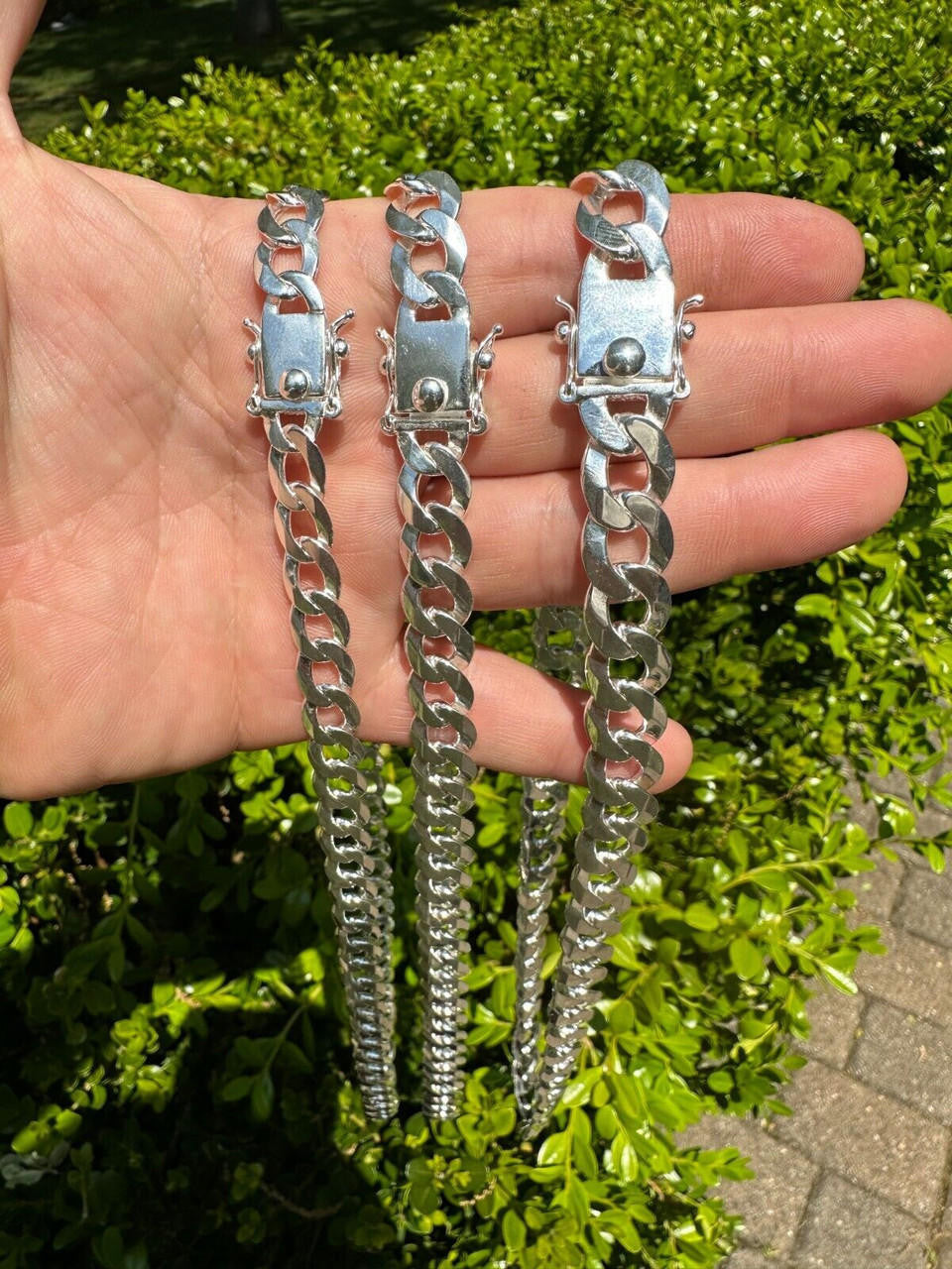 Curb Cuban Link Chain Necklace W. Box Lock - 925 Sterling Silver - 18"-30" - 9.5mm-13mm