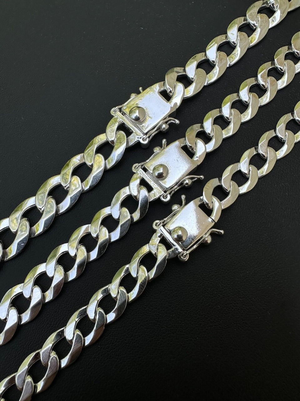 Curb Cuban Link Chain Necklace W. Box Lock - 925 Sterling Silver - 18"-30" - 9.5mm-13mm