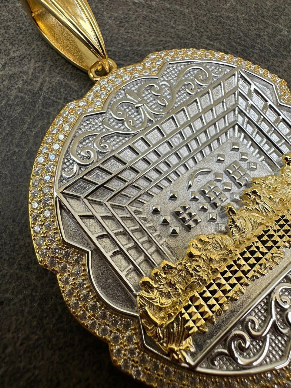 MOISSANITE Jesus Last Supper Pendant - 14k Gold Vermeil Or 925 Silver - Large 3"