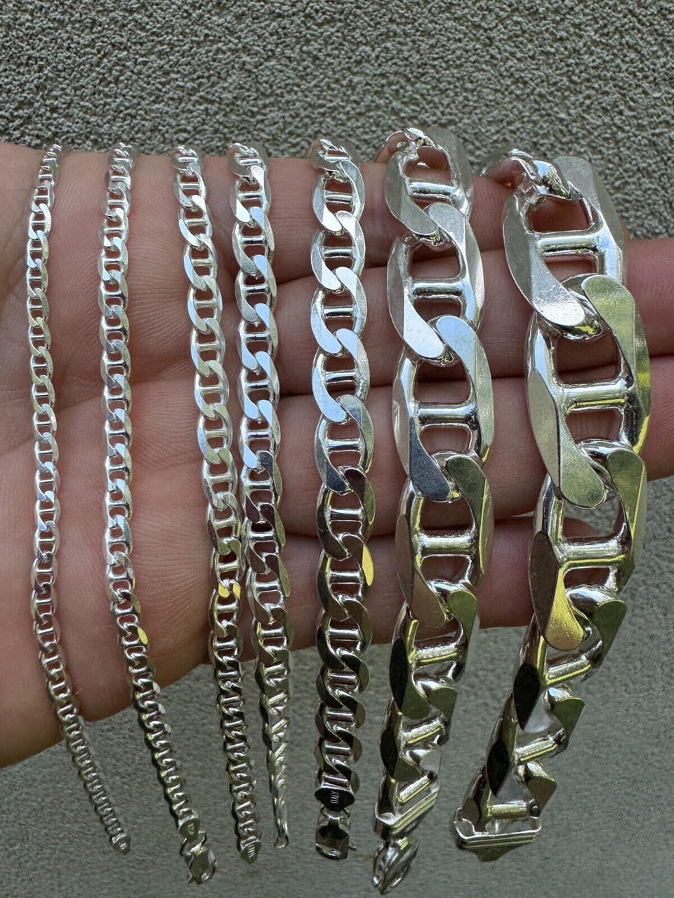 Mariner Link Bracelet - 925 Sterling Silver - 6"-9" - 2.5mm-16mm