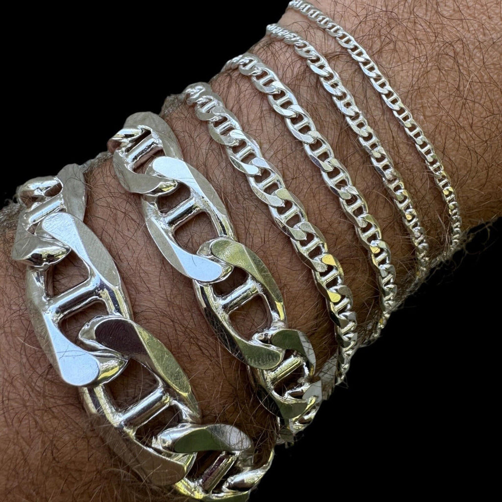 Mariner Link Bracelet - 925 Sterling Silver - 6"-9" - 2.5mm-16mm