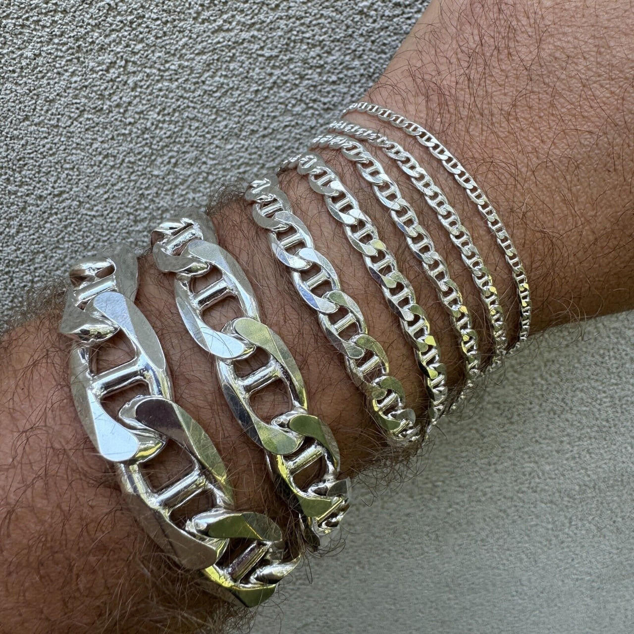 Mariner Link Bracelet - 925 Sterling Silver - 6"-9" - 2.5mm-16mm