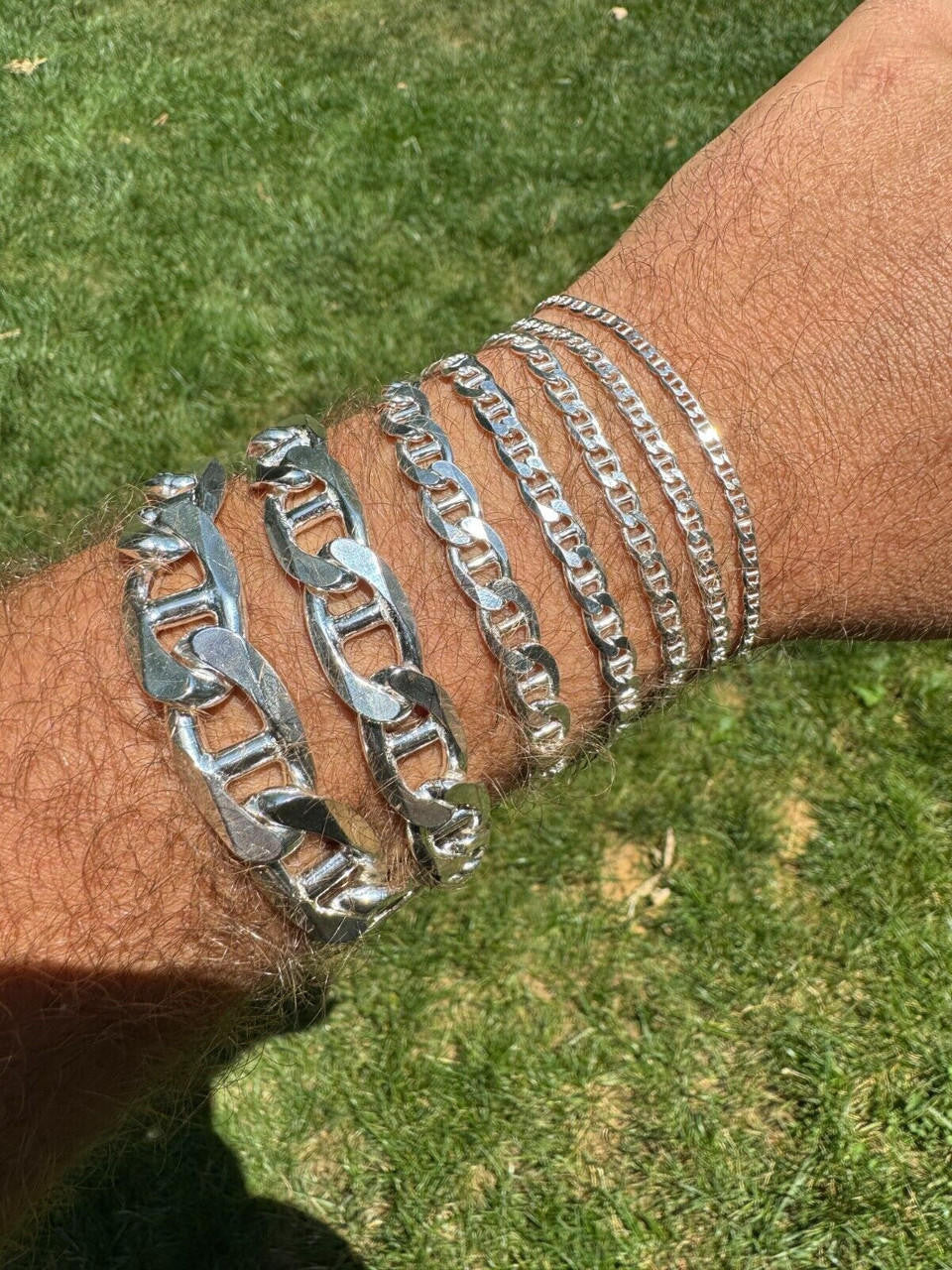 Mariner Link Bracelet - 925 Sterling Silver - 6"-9" - 2.5mm-16mm