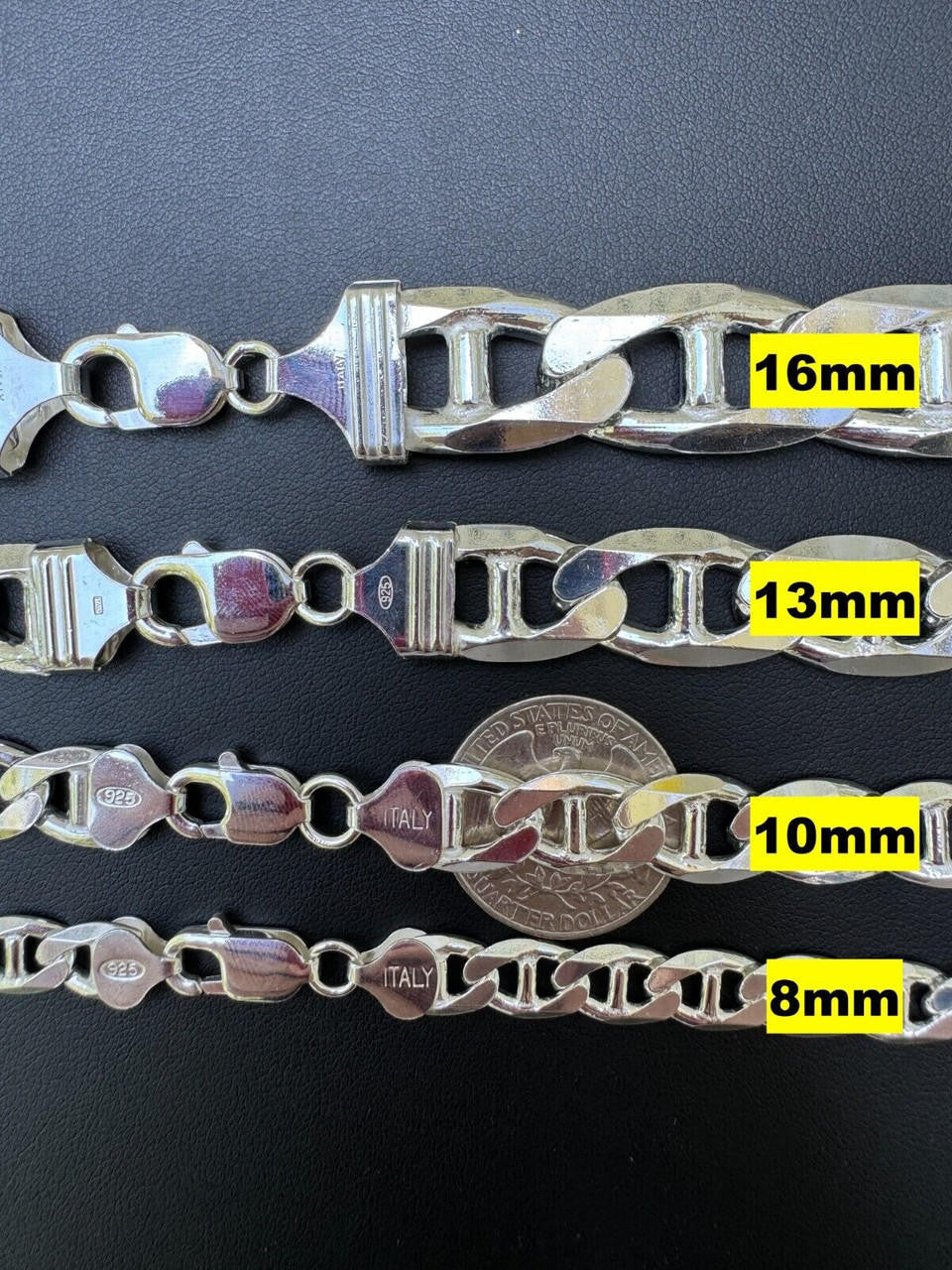 Mariner Link Bracelet - 925 Sterling Silver - 6"-9" - 2.5mm-16mm