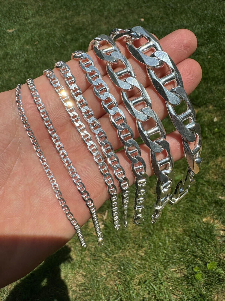 Mariner Link Bracelet - 925 Sterling Silver - 6"-9" - 2.5mm-16mm
