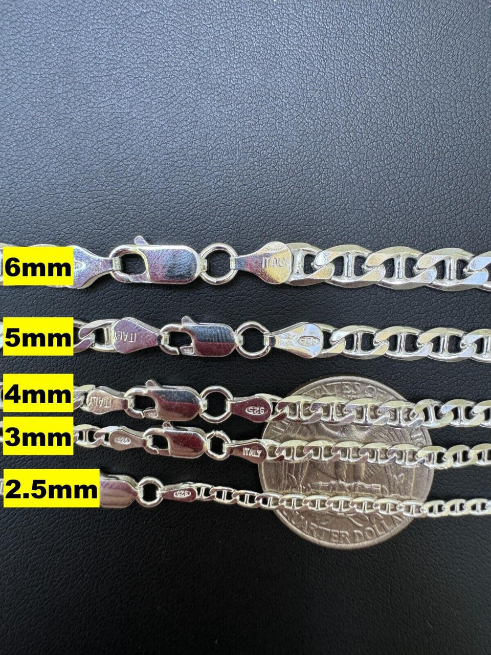 Mariner Link Bracelet - 925 Sterling Silver - 6"-9" - 2.5mm-16mm