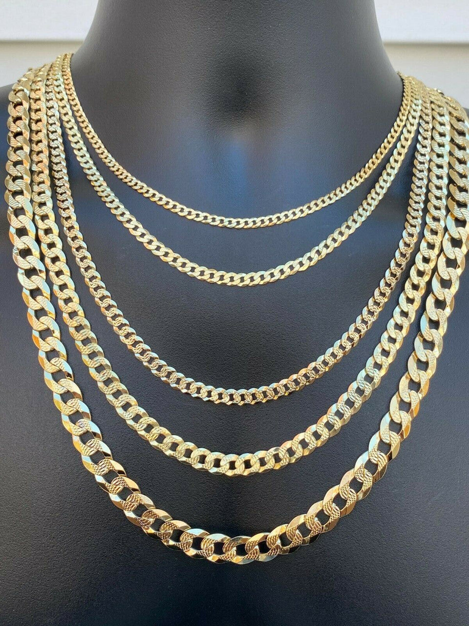 Flat Curb Cuban Chain Necklace - Diamond Cut 14k Gold Vermeil 925 Sterling Silver - 16"-30" - 3mm-10.5mm