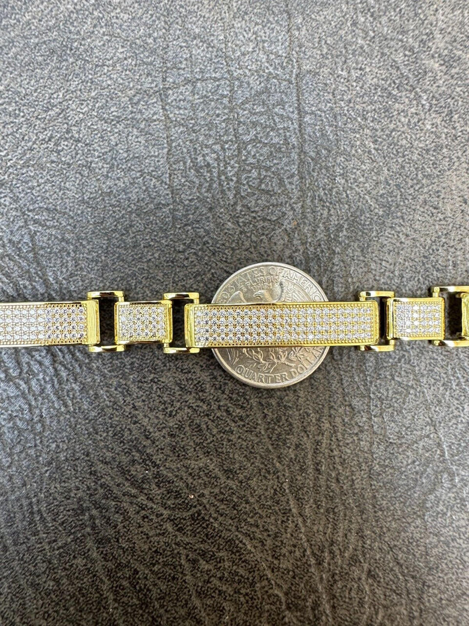 Custom Panther Cuff Link Bracelet Iced Out CZ Stones - 14k gold Vermeil 925 Silver - 10.5mm - 7"-8.5"