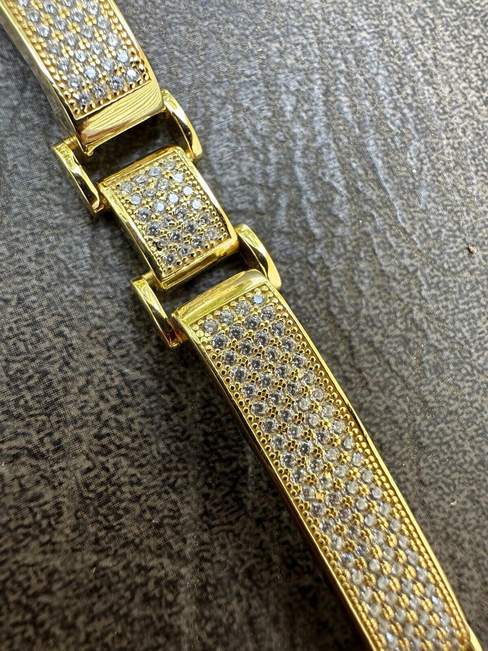 Custom Panther Cuff Link Bracelet Iced Out CZ Stones - 14k gold Vermeil 925 Silver - 10.5mm - 7"-8.5"