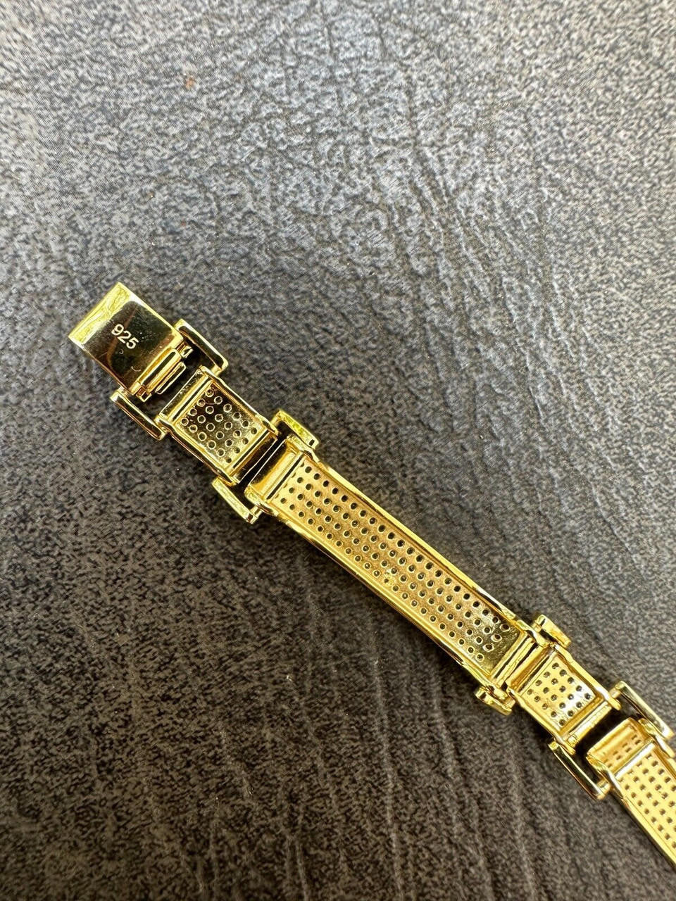 Custom Panther Cuff Link Bracelet Iced Out CZ Stones - 14k gold Vermeil 925 Silver - 10.5mm - 7"-8.5"