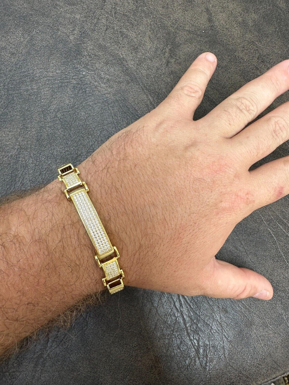 Custom Panther Cuff Link Bracelet Iced Out CZ Stones - 14k gold Vermeil 925 Silver - 10.5mm - 7"-8.5"