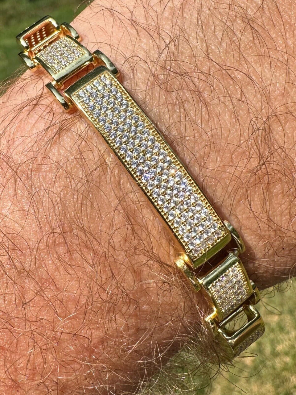 Custom Panther Cuff Link Bracelet Iced Out CZ Stones - 14k gold Vermeil 925 Silver - 10.5mm - 7"-8.5"