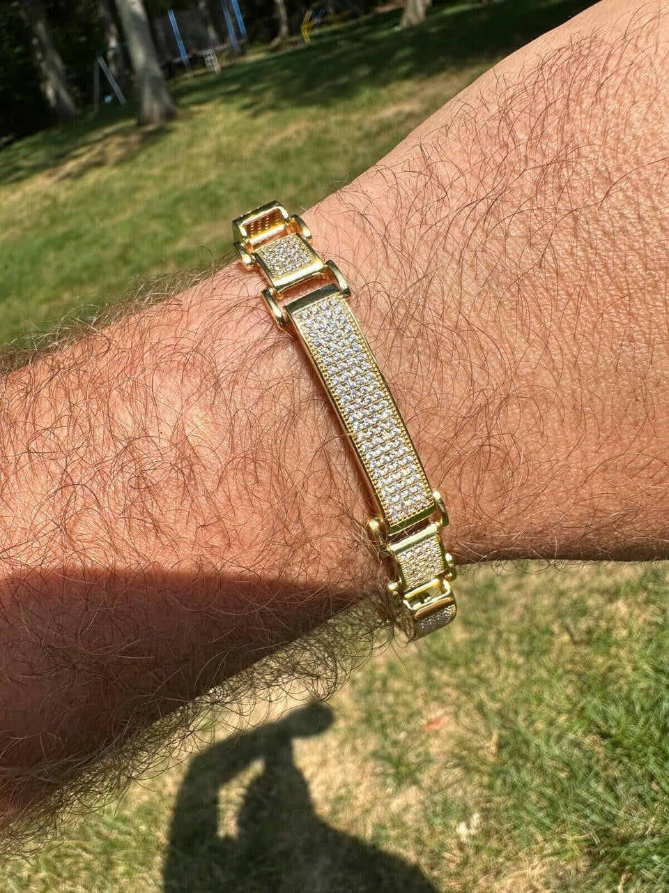 Custom Panther Cuff Link Bracelet Iced Out CZ Stones - 14k gold Vermeil 925 Silver - 10.5mm - 7"-8.5"