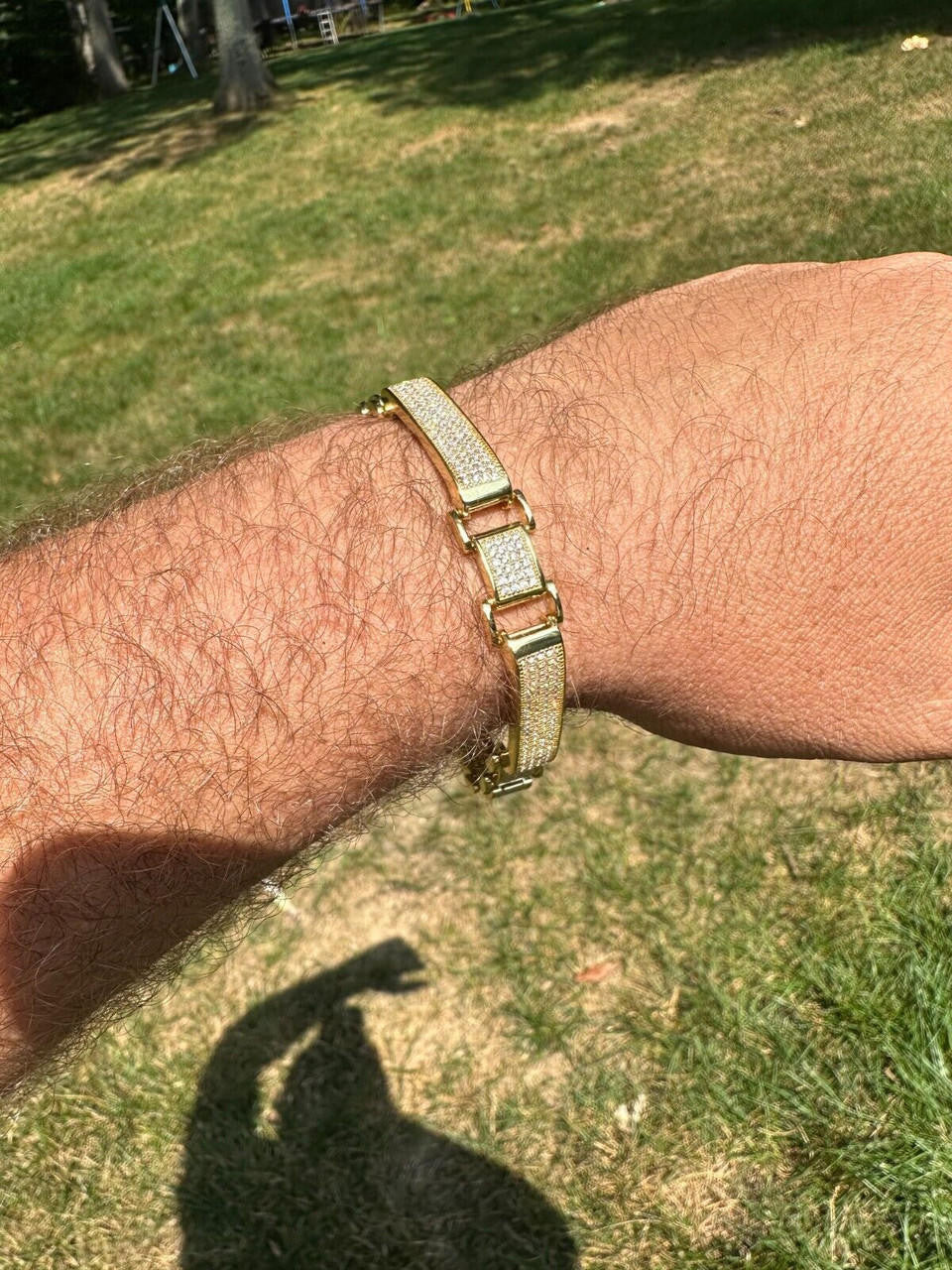 Custom Panther Cuff Link Bracelet Iced Out CZ Stones - 14k gold Vermeil 925 Silver - 10.5mm - 7"-8.5"