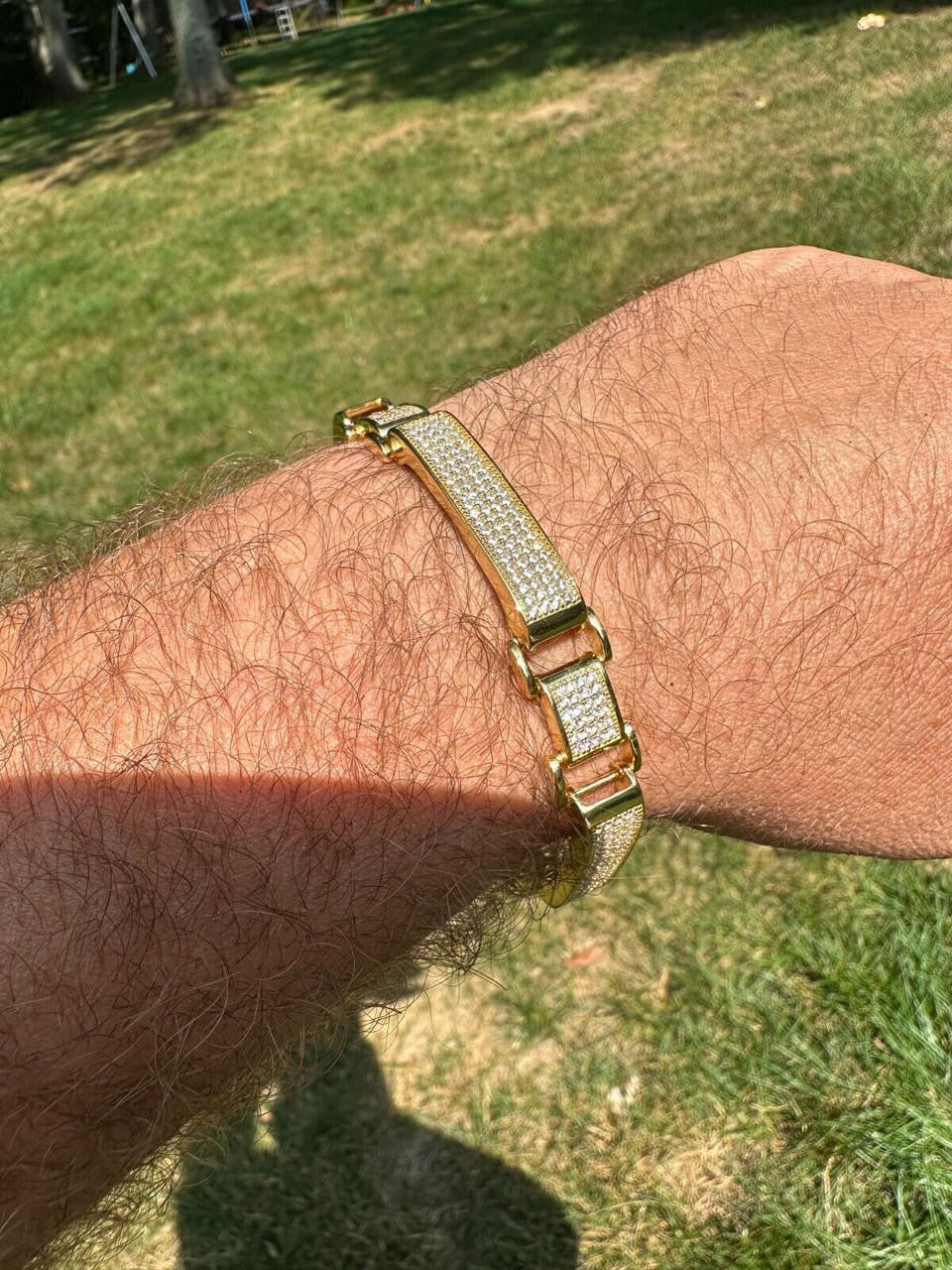 Custom Panther Cuff Link Bracelet Iced Out CZ Stones - 14k gold Vermeil 925 Silver - 10.5mm - 7"-8.5"
