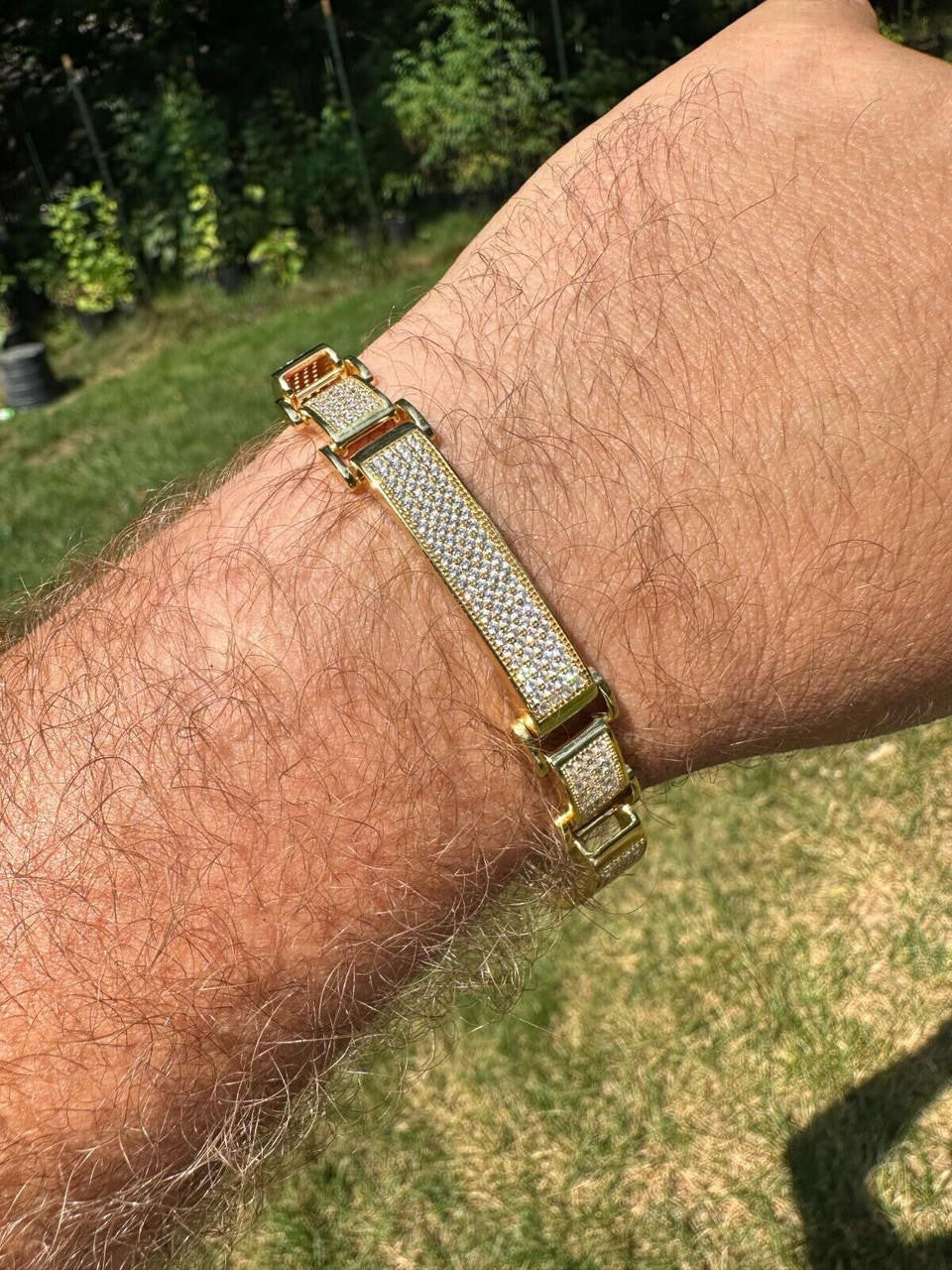 Custom Panther Cuff Link Bracelet Iced Out CZ Stones - 14k gold Vermeil 925 Silver - 10.5mm - 7"-8.5"