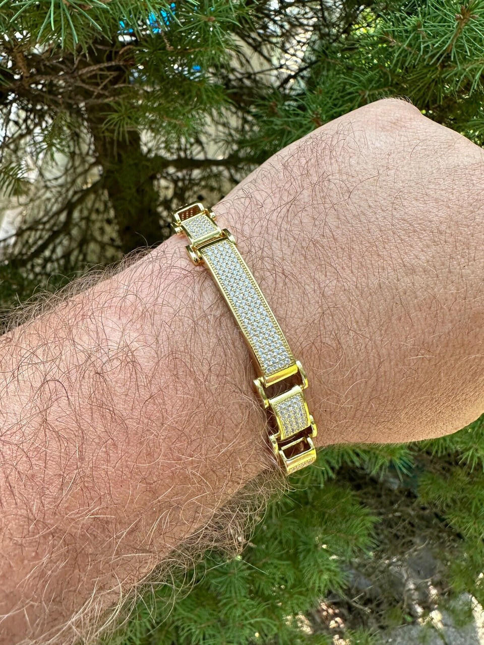 Custom Panther Cuff Link Bracelet Iced Out CZ Stones - 14k gold Vermeil 925 Silver - 10.5mm - 7"-8.5"