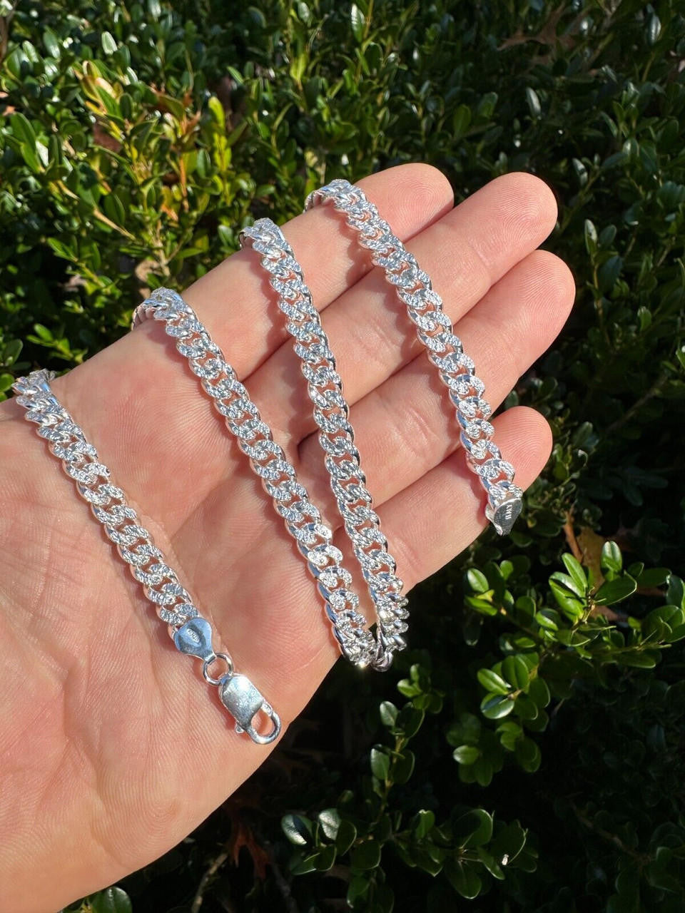 Diamond Cut Miami Cuban Link Chain Necklace Or Bracelet - 925 Sterling Silver - 7"-30" - 3mm-7mm