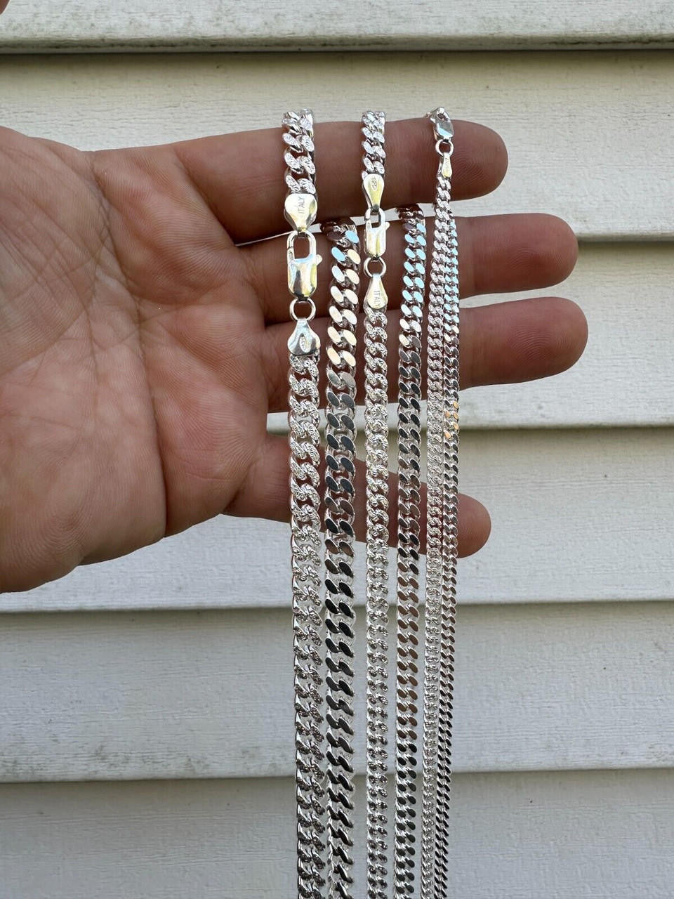 Diamond Cut Miami Cuban Link Chain Necklace Or Bracelet - 925 Sterling Silver - 7"-30" - 3mm-7mm