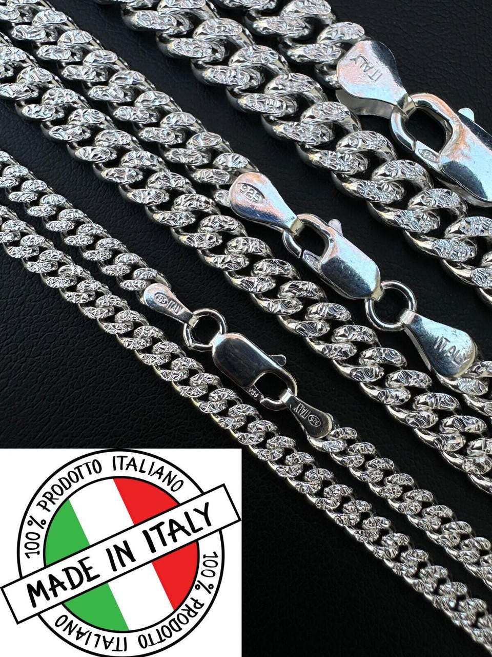 Diamond Cut Miami Cuban Link Chain Necklace Or Bracelet - 925 Sterling Silver - 7"-30" - 3mm-7mm