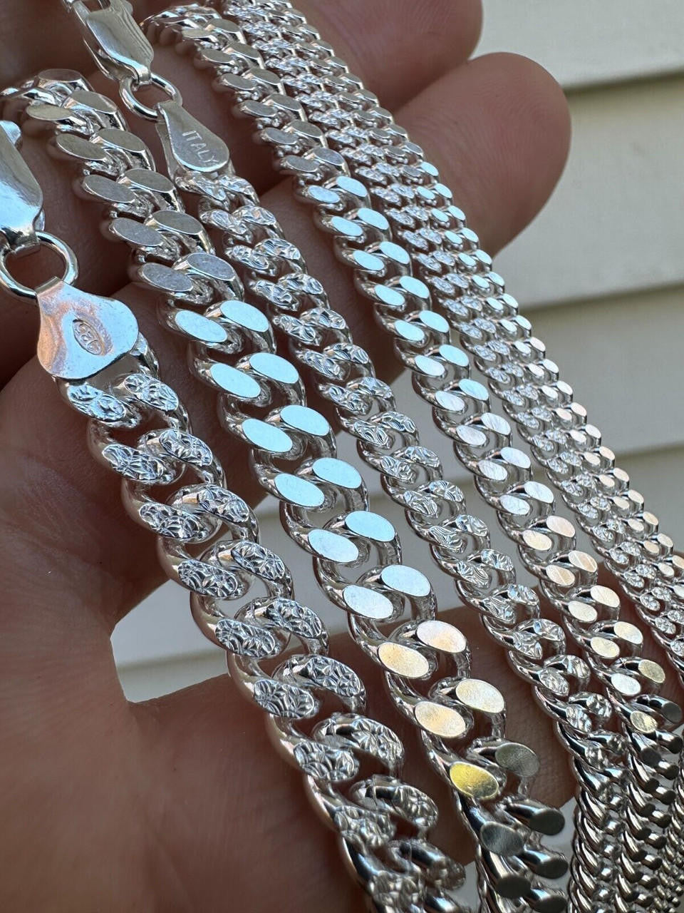 Diamond Cut Miami Cuban Link Chain Necklace Or Bracelet - 925 Sterling Silver - 7"-30" - 3mm-7mm