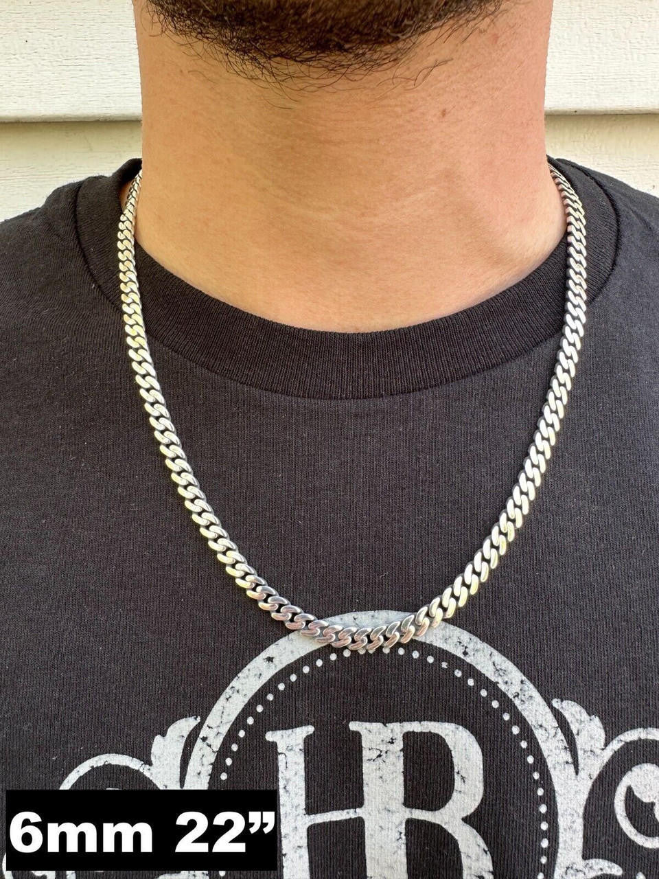 Miami Cuban Link Chain Necklace / Bracelet Real 925 Silver Rhodium Plated 6-12mm