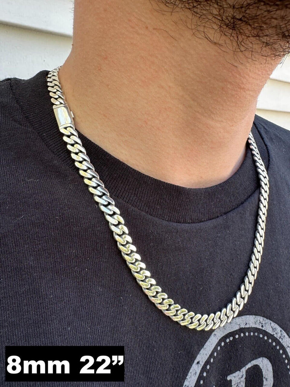 Miami Cuban Link Chain Necklace / Bracelet Real 925 Silver Rhodium Plated 6-12mm