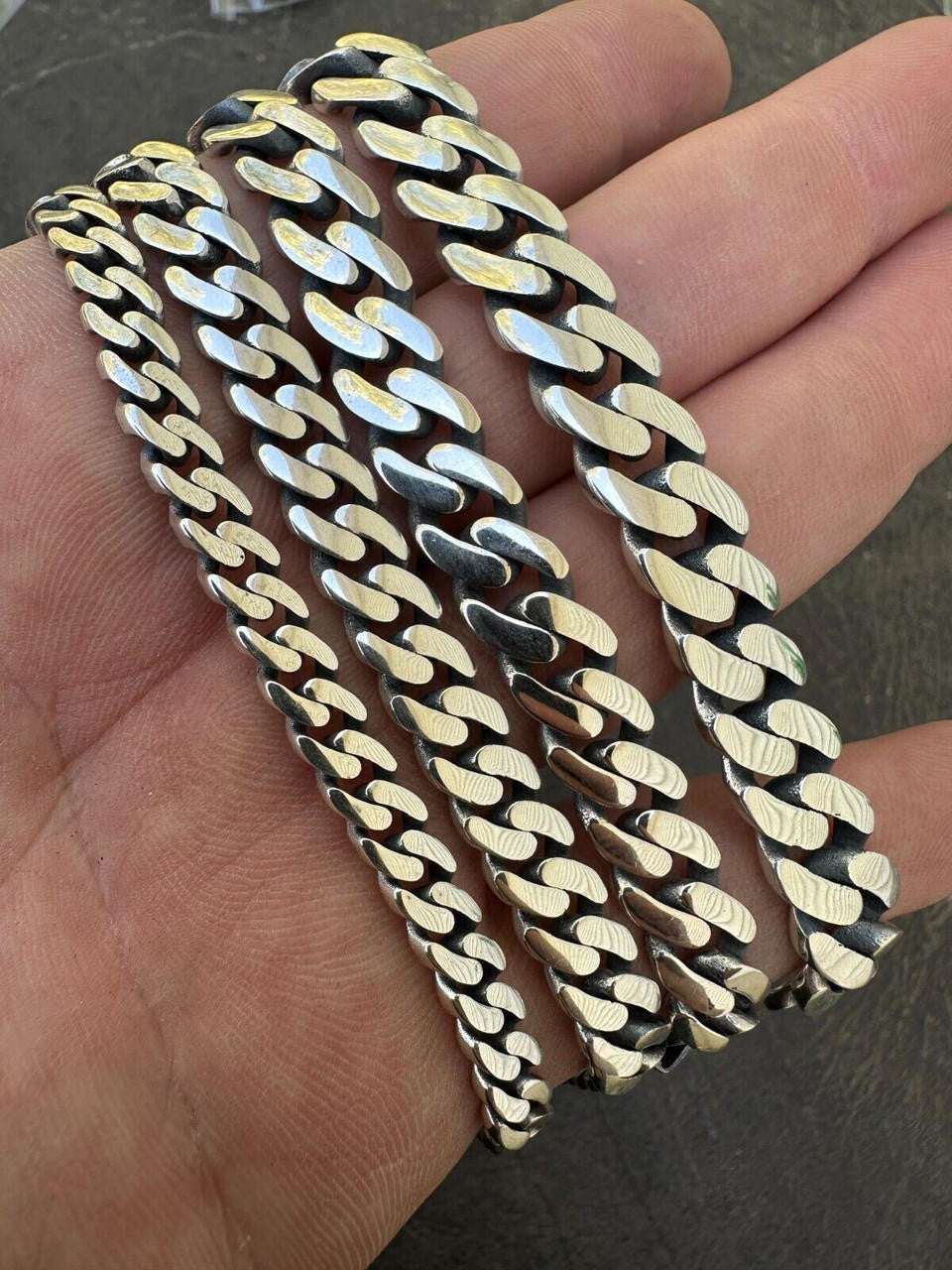 Miami Cuban Link Chain Necklace / Bracelet Real 925 Silver Rhodium Plated 6-12mm