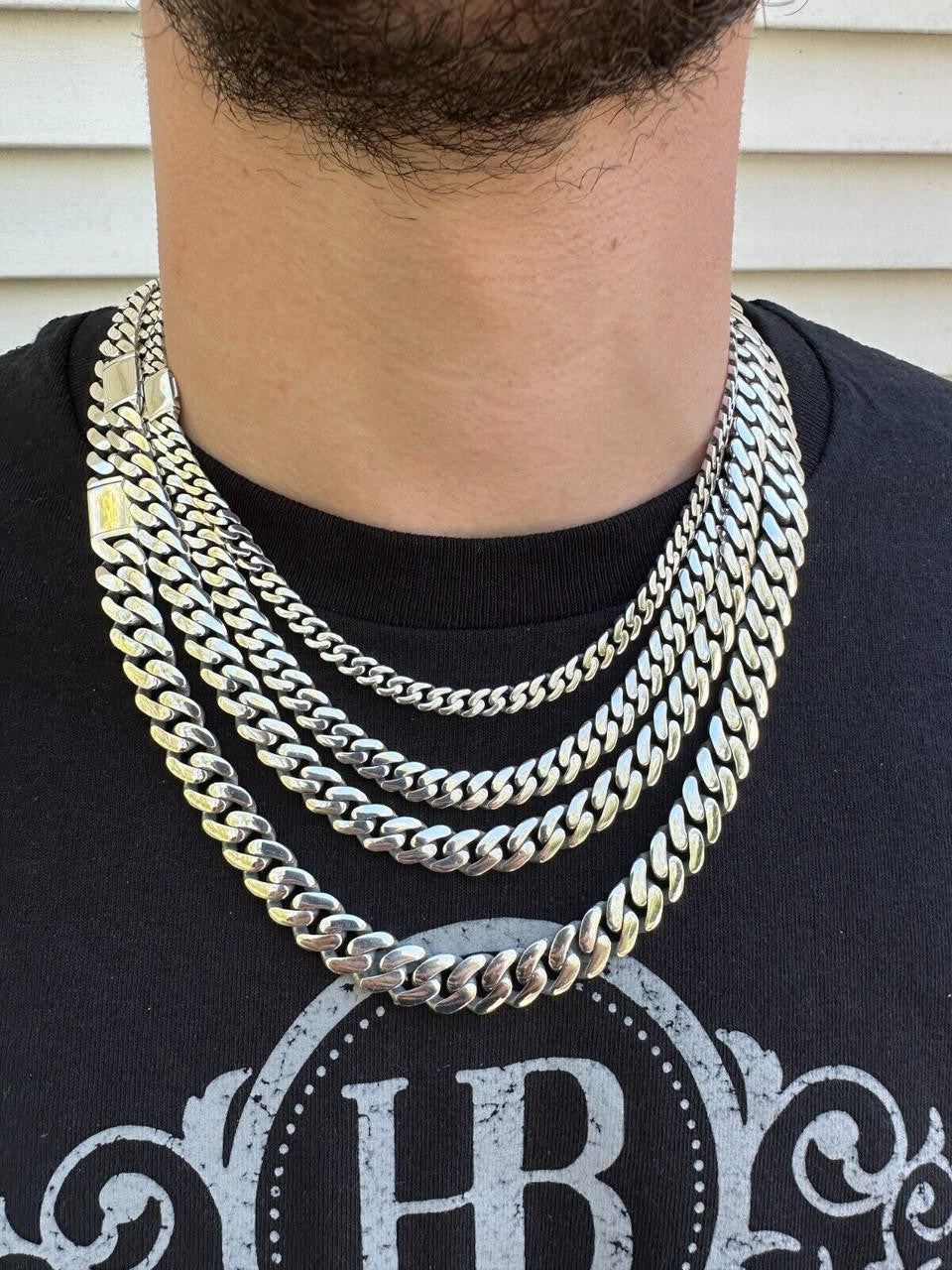 Cancun Cuban Link Chain Necklace Sleek Clasp  - 925 Sterling Silver - 18"-28" - 6mm-12mm