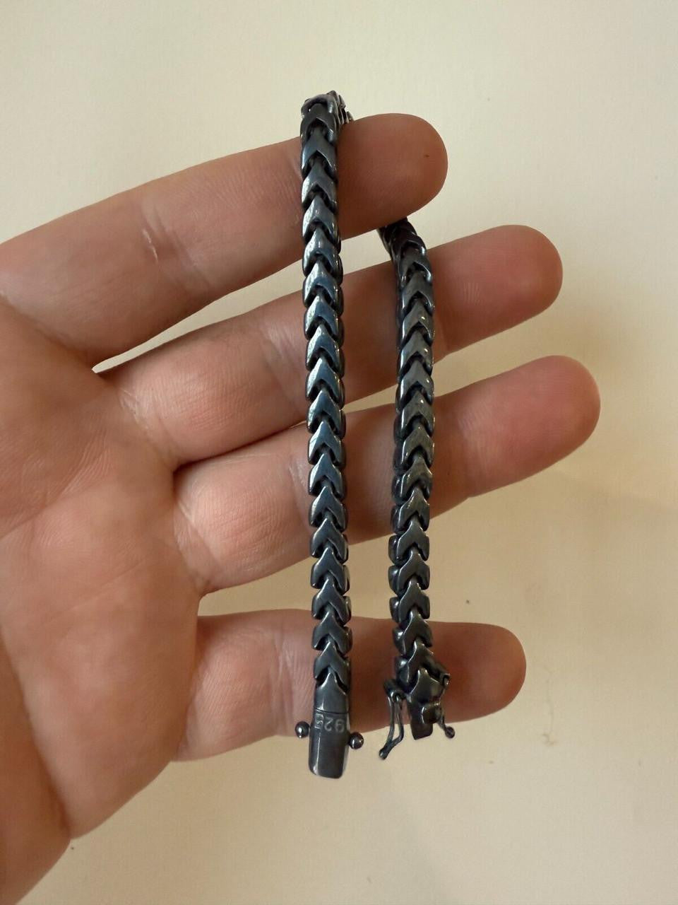 Modern Black Franco Link Bracelet W. Box Lock - Black Rhodium Over 925 Sterling Silver - 7"-9" - 6mm