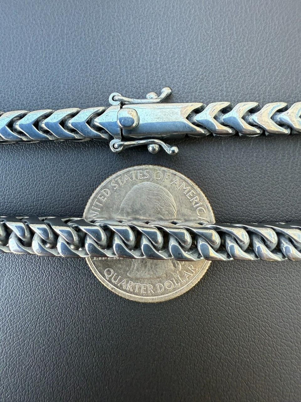 Modern Black Franco Link Bracelet W. Box Lock - Black Rhodium Over 925 Sterling Silver - 7"-9" - 6mm