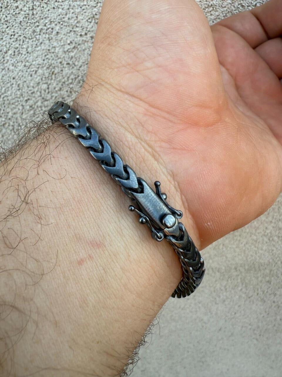 Modern Black Franco Link Bracelet W. Box Lock - Black Rhodium Over 925 Sterling Silver - 7"-9" - 6mm