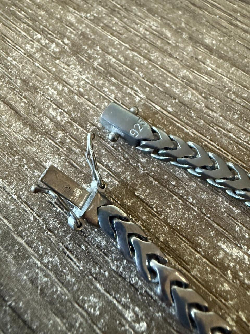 Modern Black Franco Link Bracelet W. Box Lock - Black Rhodium Over 925 Sterling Silver - 7"-9" - 6mm