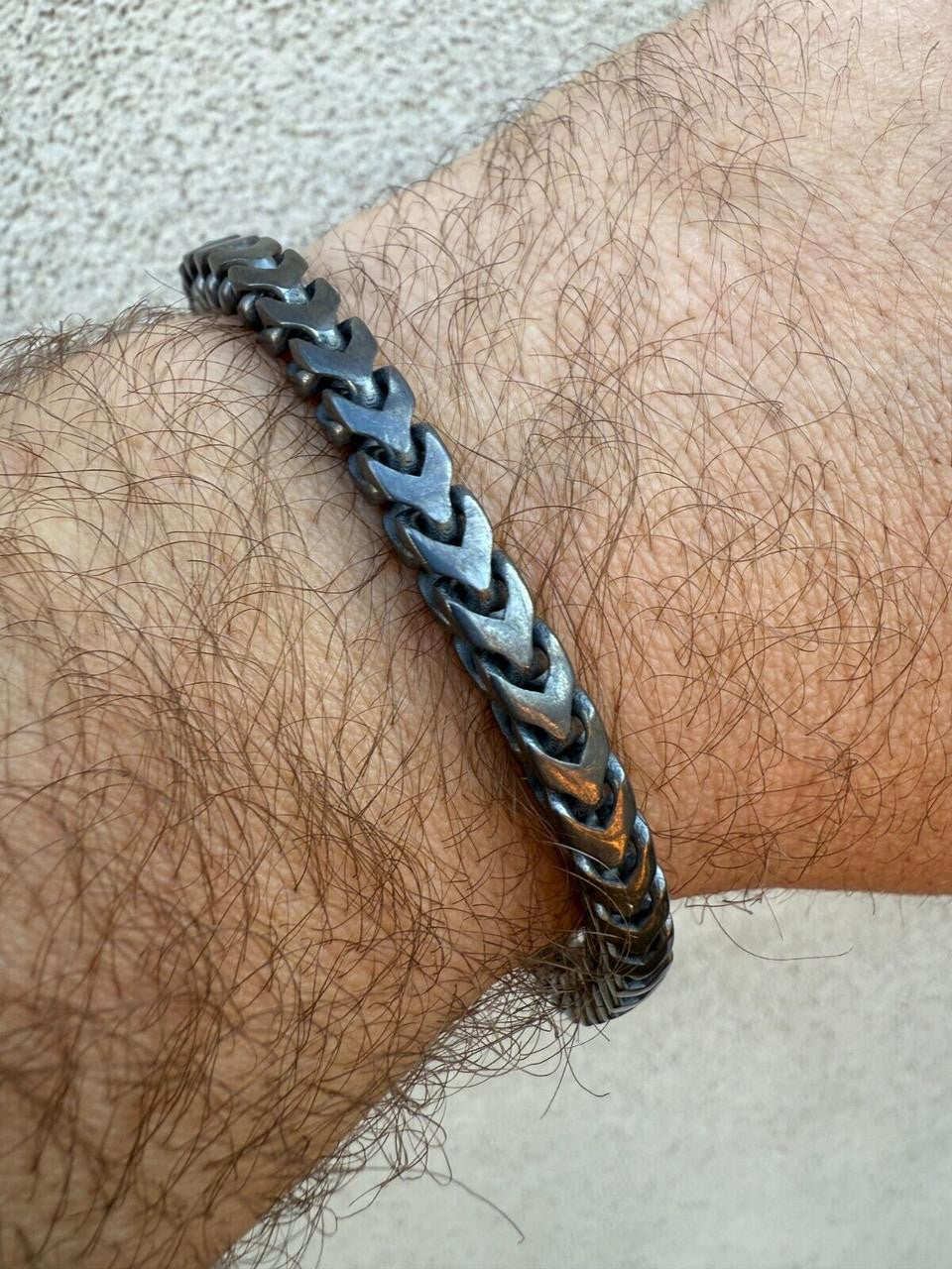 Modern Black Franco Link Bracelet W. Box Lock - Black Rhodium Over 925 Sterling Silver - 7"-9" - 6mm