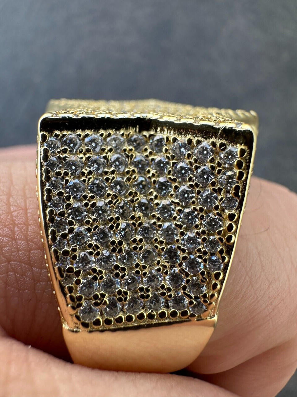 MOISSANITE Baguette Rap Star Ring - 14k Gold Vermeil 925 Silver
