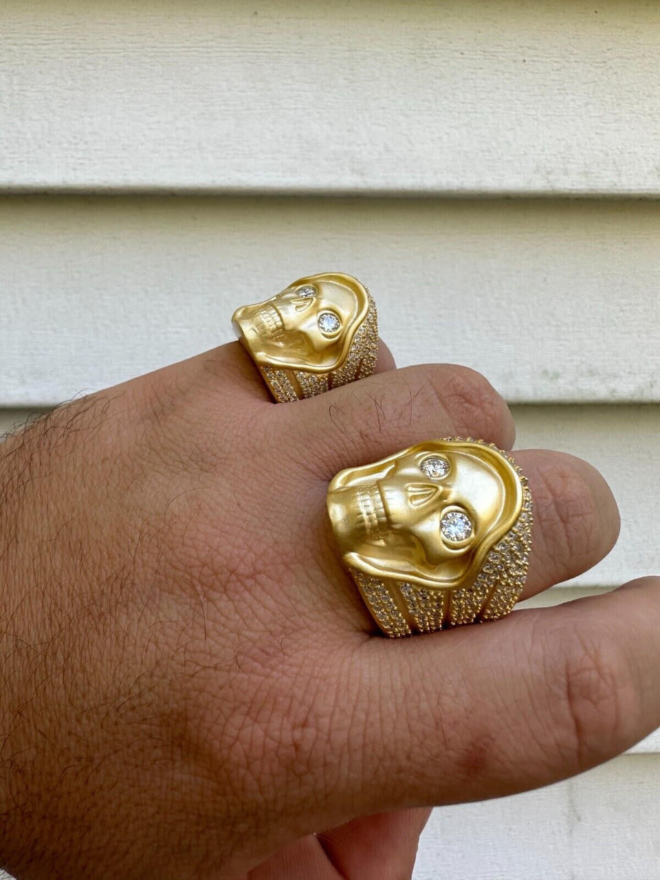 MOISSANITE Dead Rider Ring - 14k Gold Vermeil 925 Silver