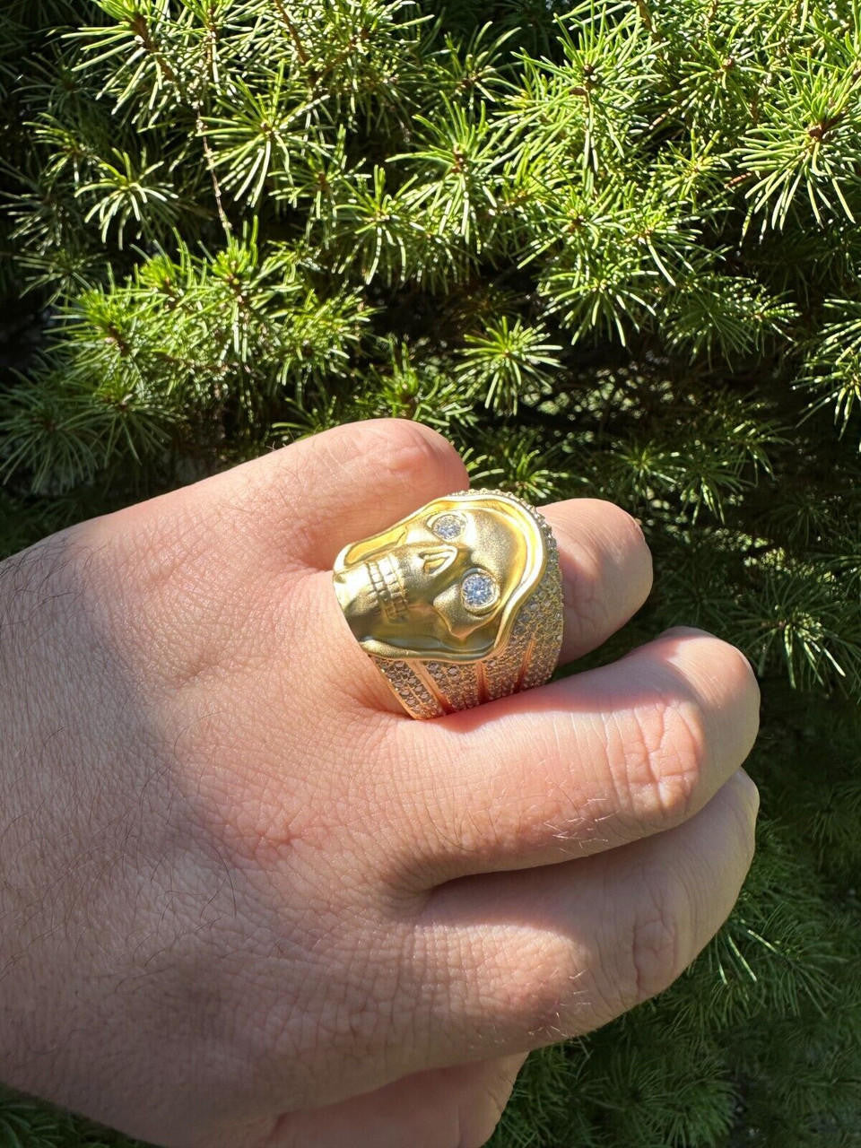 MOISSANITE Dead Rider Ring - 14k Gold Vermeil 925 Silver