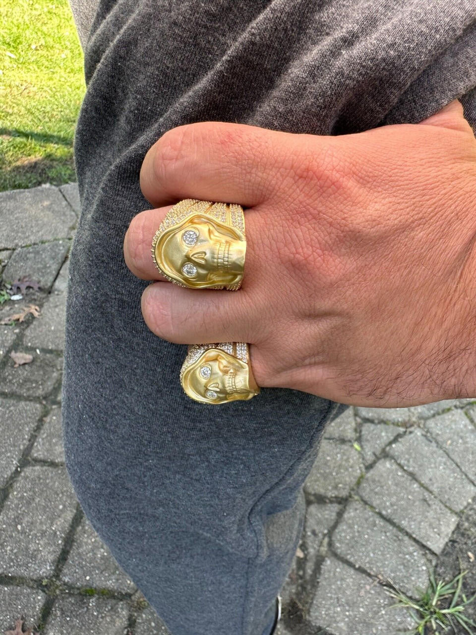 MOISSANITE Dead Rider Ring - 14k Gold Vermeil 925 Silver
