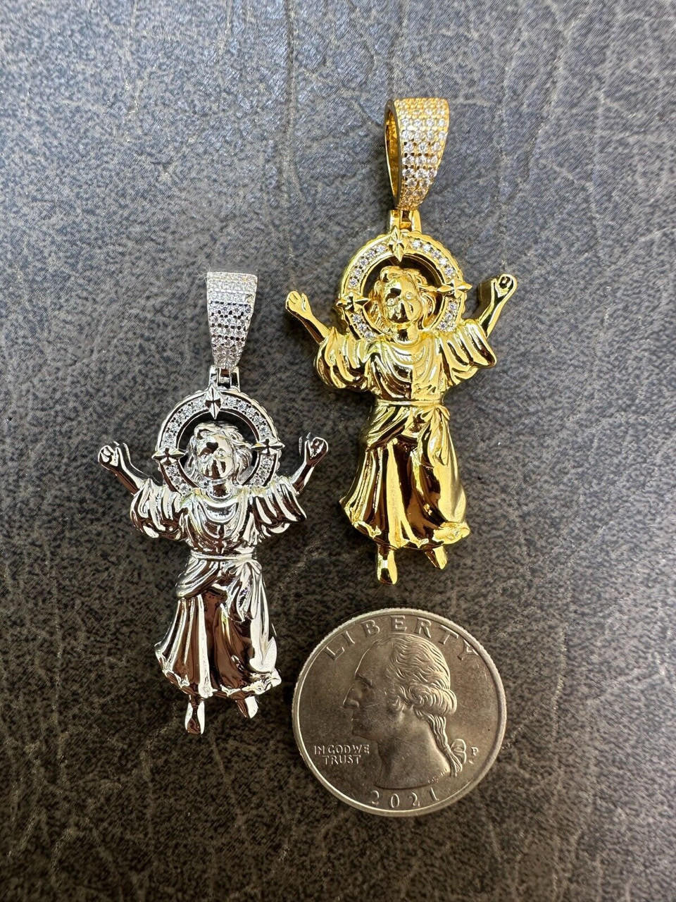 MOISSANITE Santo Niño de Atocha Baby Jesus Pendant - 14k Gold Vermeil Or 925 Silver - Medium 2"