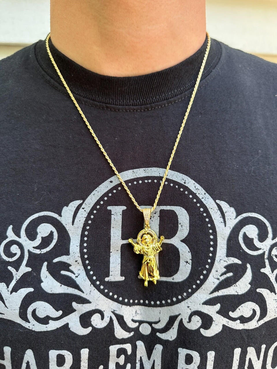 MOISSANITE Santo Niño de Atocha Baby Jesus Pendant - 14k Gold Vermeil Or 925 Silver - Medium 2"