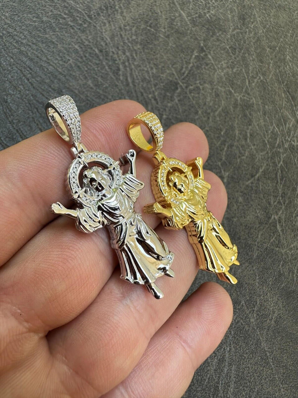 MOISSANITE Santo Niño de Atocha Baby Jesus Pendant - 14k Gold Vermeil Or 925 Silver - Medium 2"